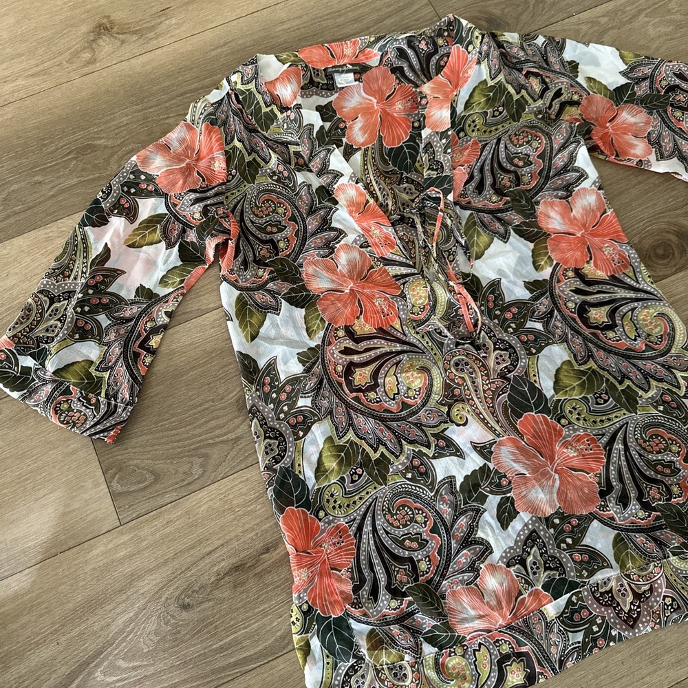 Tommy Bahama Women's Cover Up Tropical‎ 3/4 Sleeve Pullover Floral Small